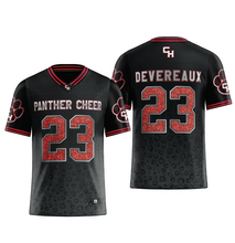 Load image into Gallery viewer, 2024-25 CHEER Team Football Jersey in Black - PERSONALIZED
